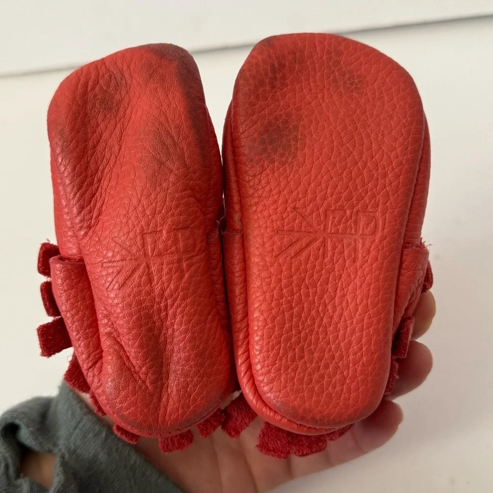 Freshly Picked Coral Pink Moccasins Size 3 Crib Shoes